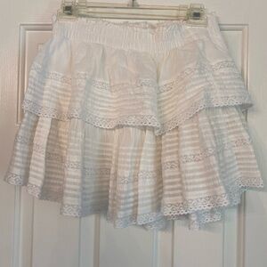 Aerie Cream Tiered A-Line Skirt